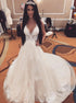 A Line V Neck Appliques Lace Wedding Dress LBQW0044
